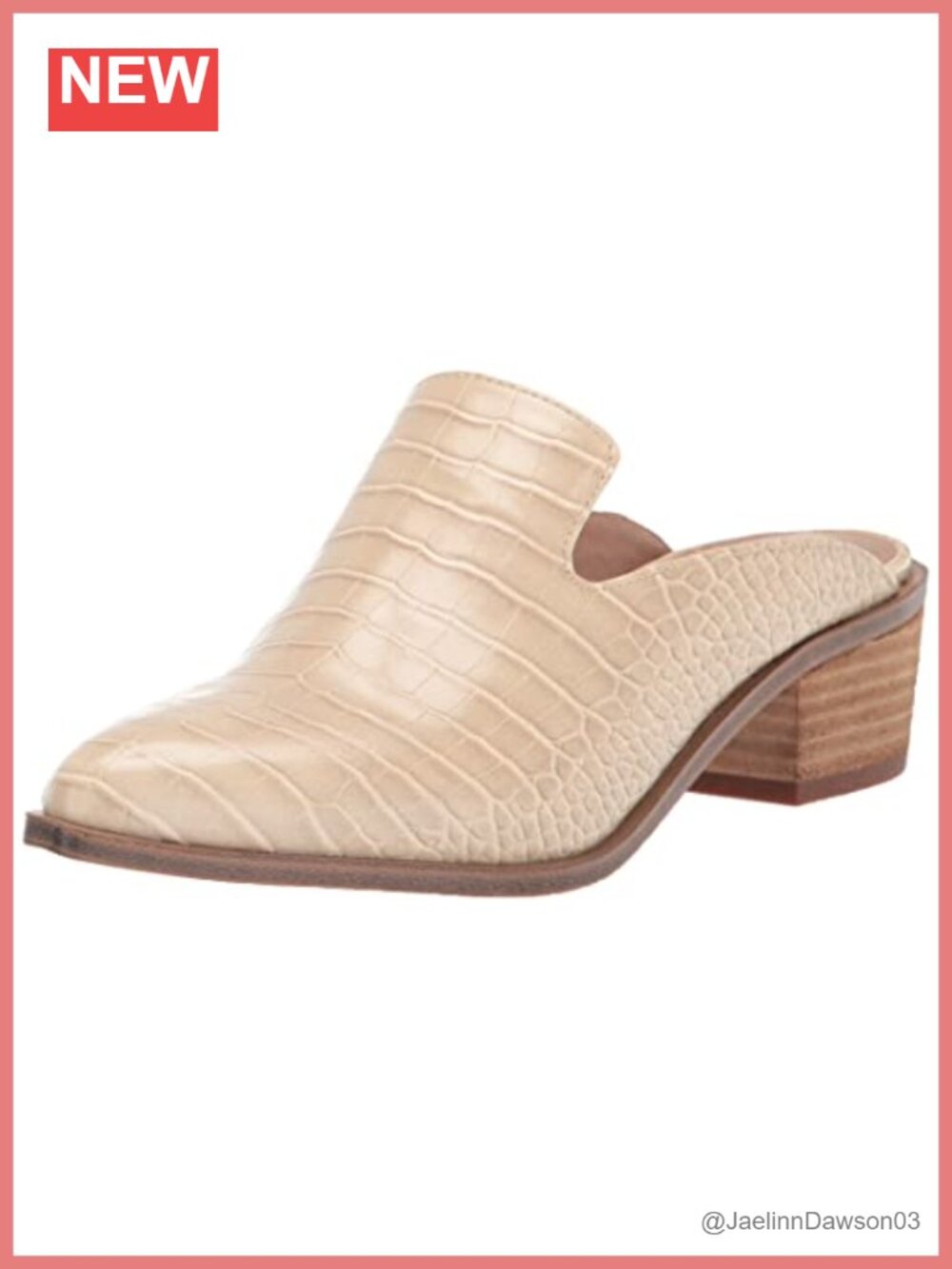 Leather Mules with Stacked Block Heel Pointed Toe Slip On Women's Shoes